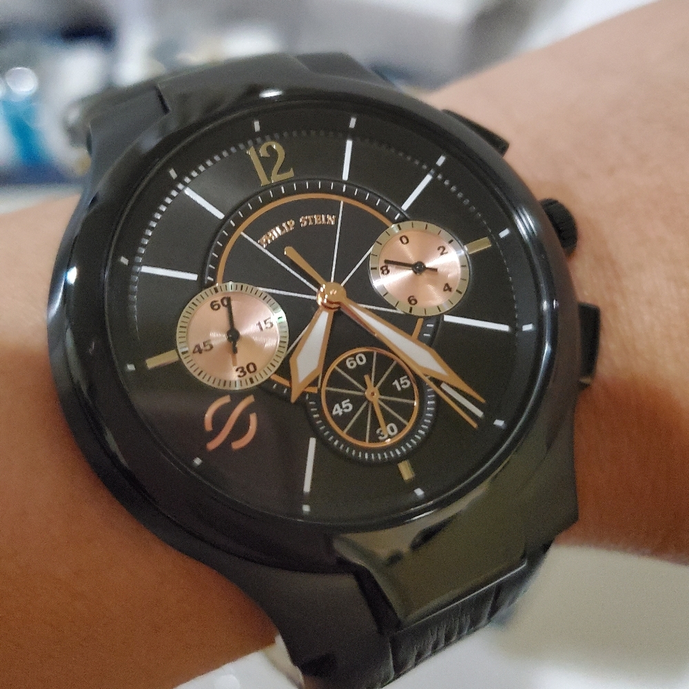 Philip Stein Men's Round Chronograph Embos…